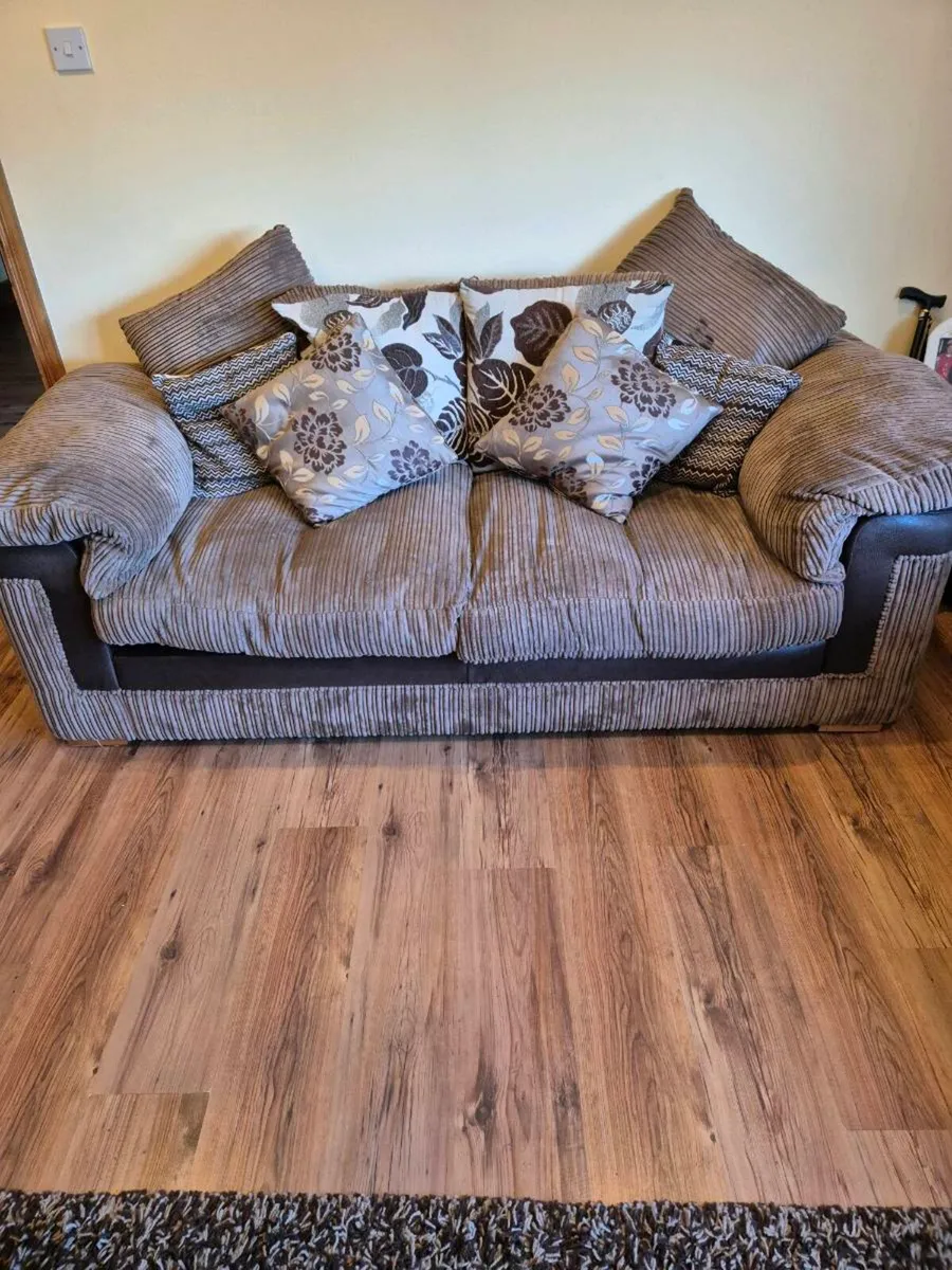 Three seater sofas (3) and footstool - Image 3