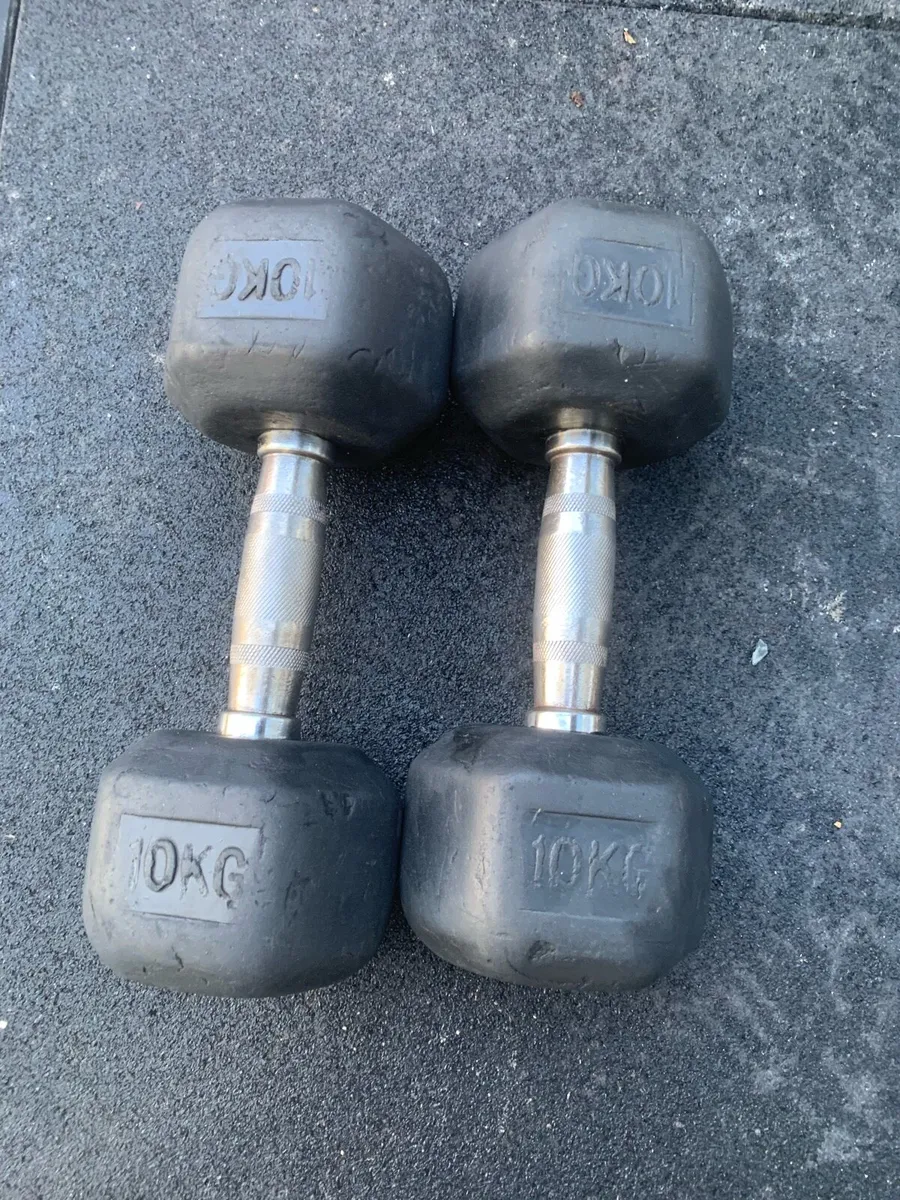Dumbbells Rubber Hex 10kg - Image 1
