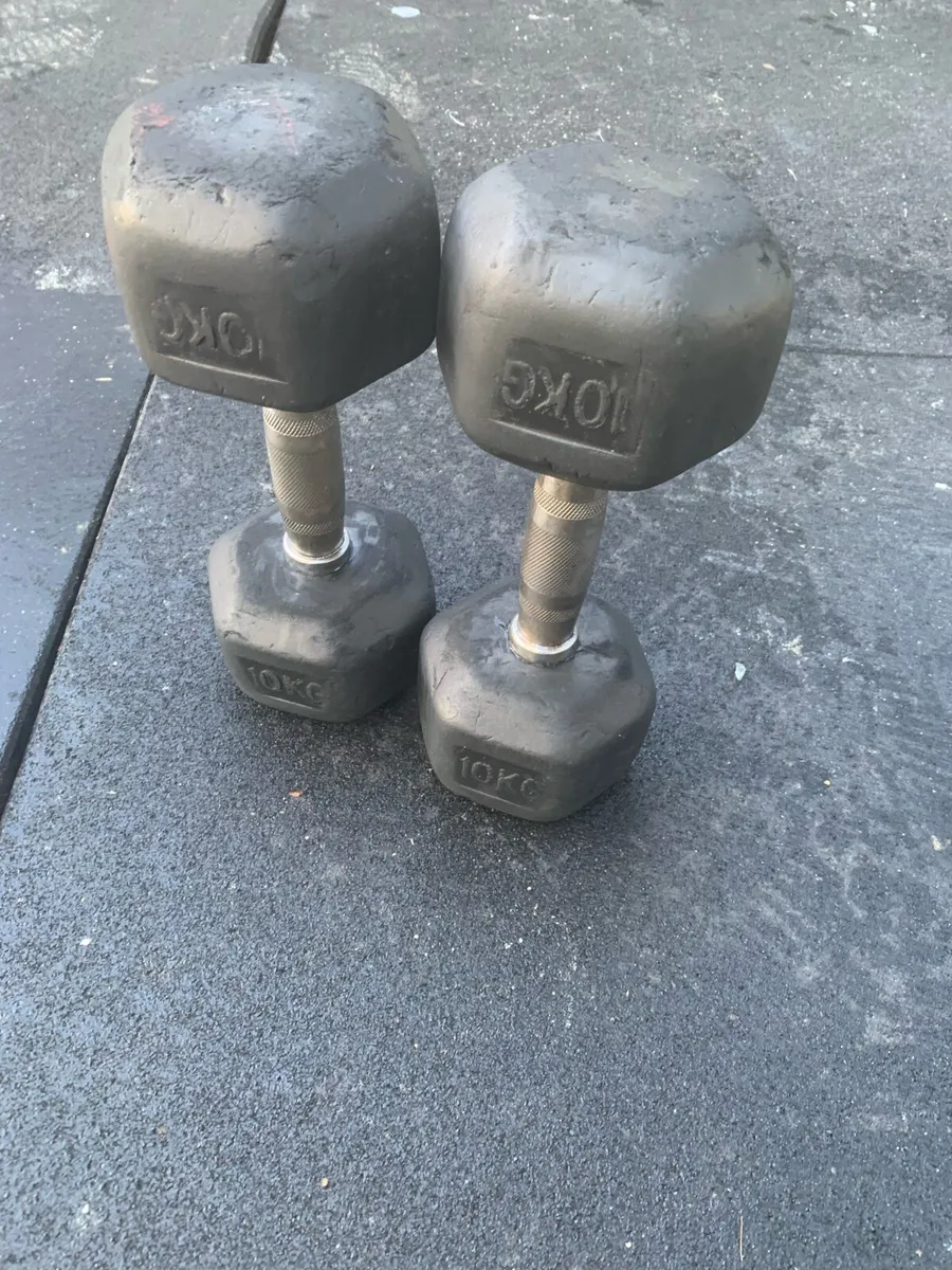 Dumbbells Rubber Hex 10kg - Image 4