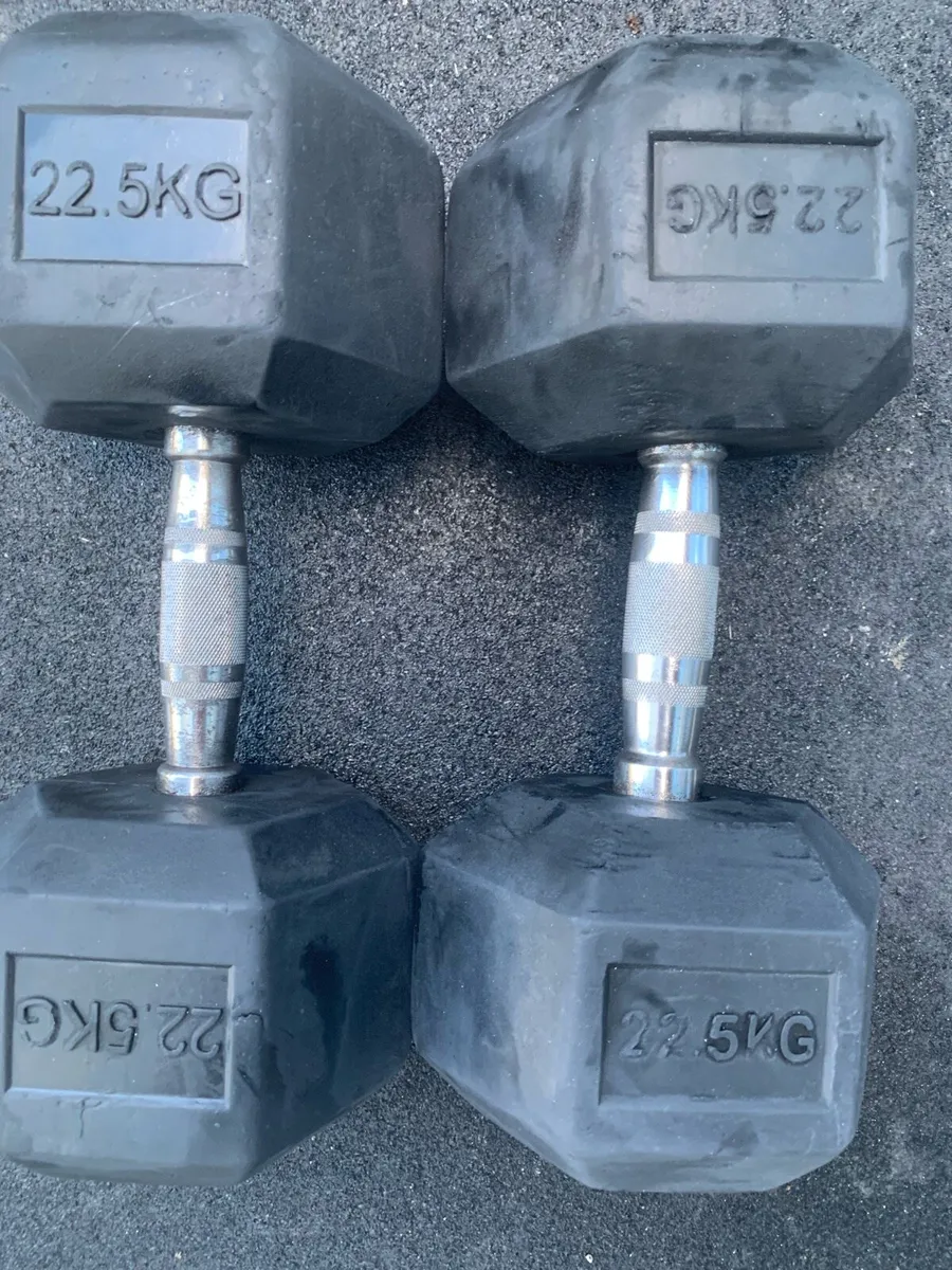Dumbbells Rubber Hex 22.5kg - Image 3