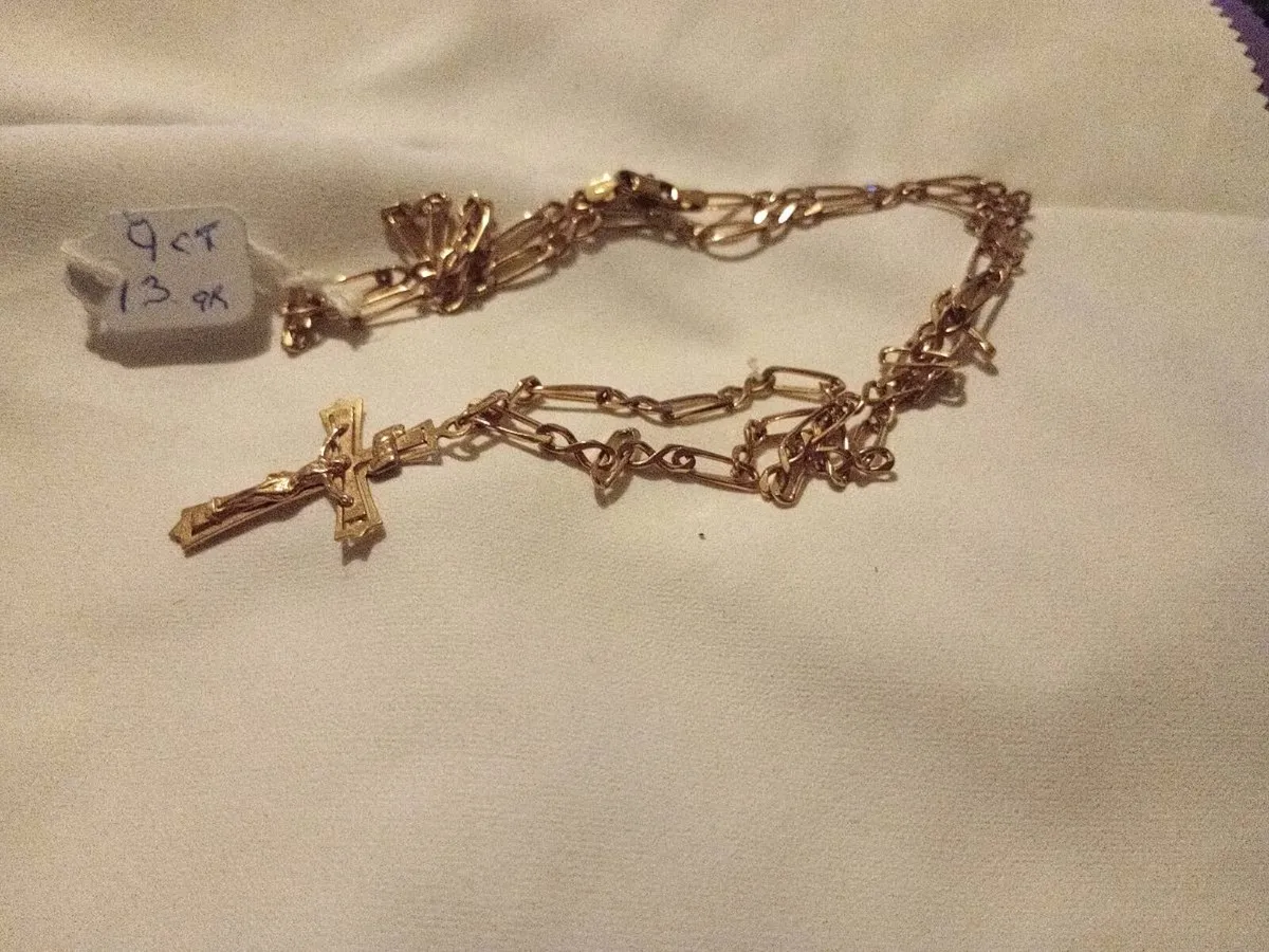 9ct 24 inch chain and cross - Image 3
