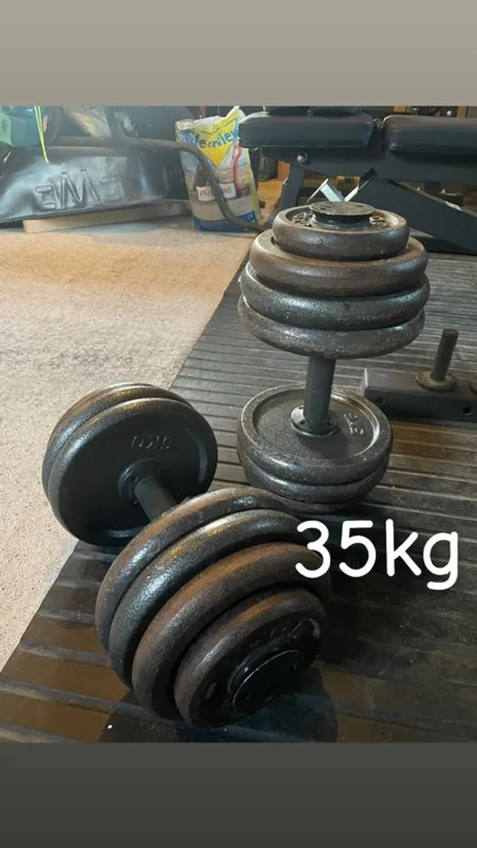 Adjustable Dumbbells with 80kg of plates - Image 2