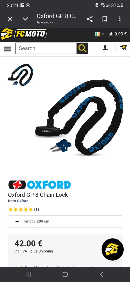 Bike lock Oxford g8 1.5 m brand new - Image 1