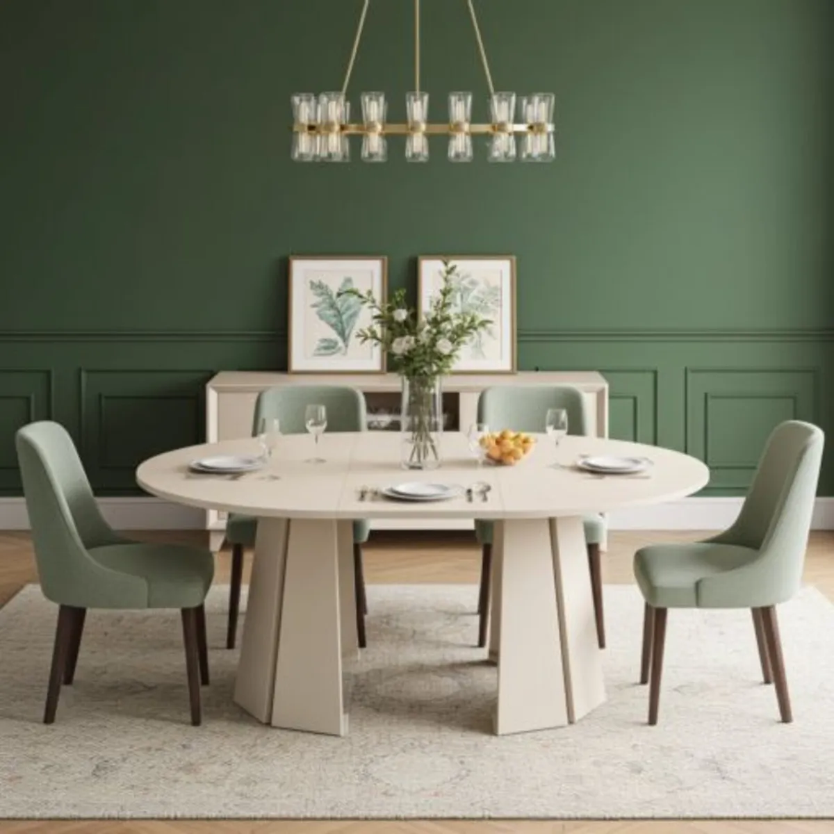 Sterling Extendable Round Dining Table – Cashmere - Image 1