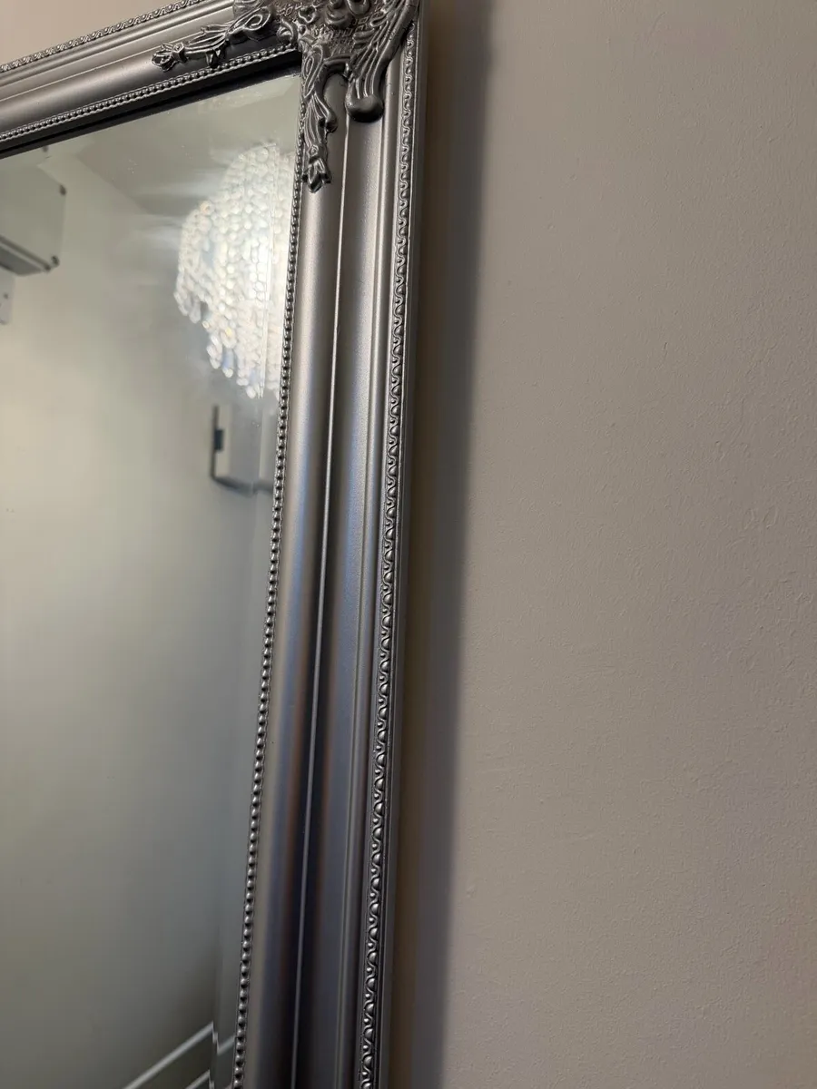 Elegant Large Silver Ornate Mirror – Like New - Image 2