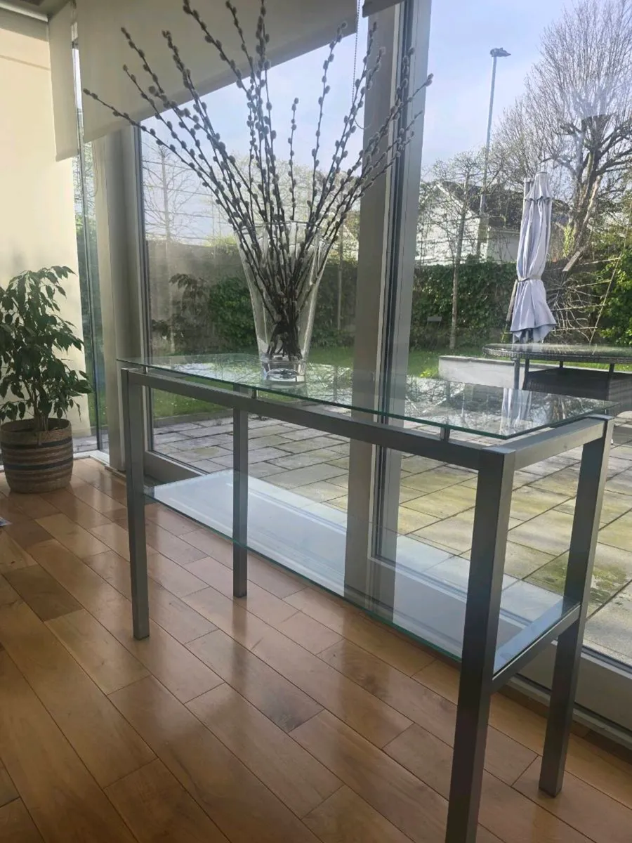Glass and metal console table - Image 1