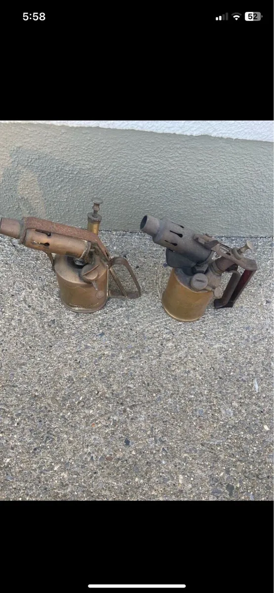 2 Old Brass Blow Lamps