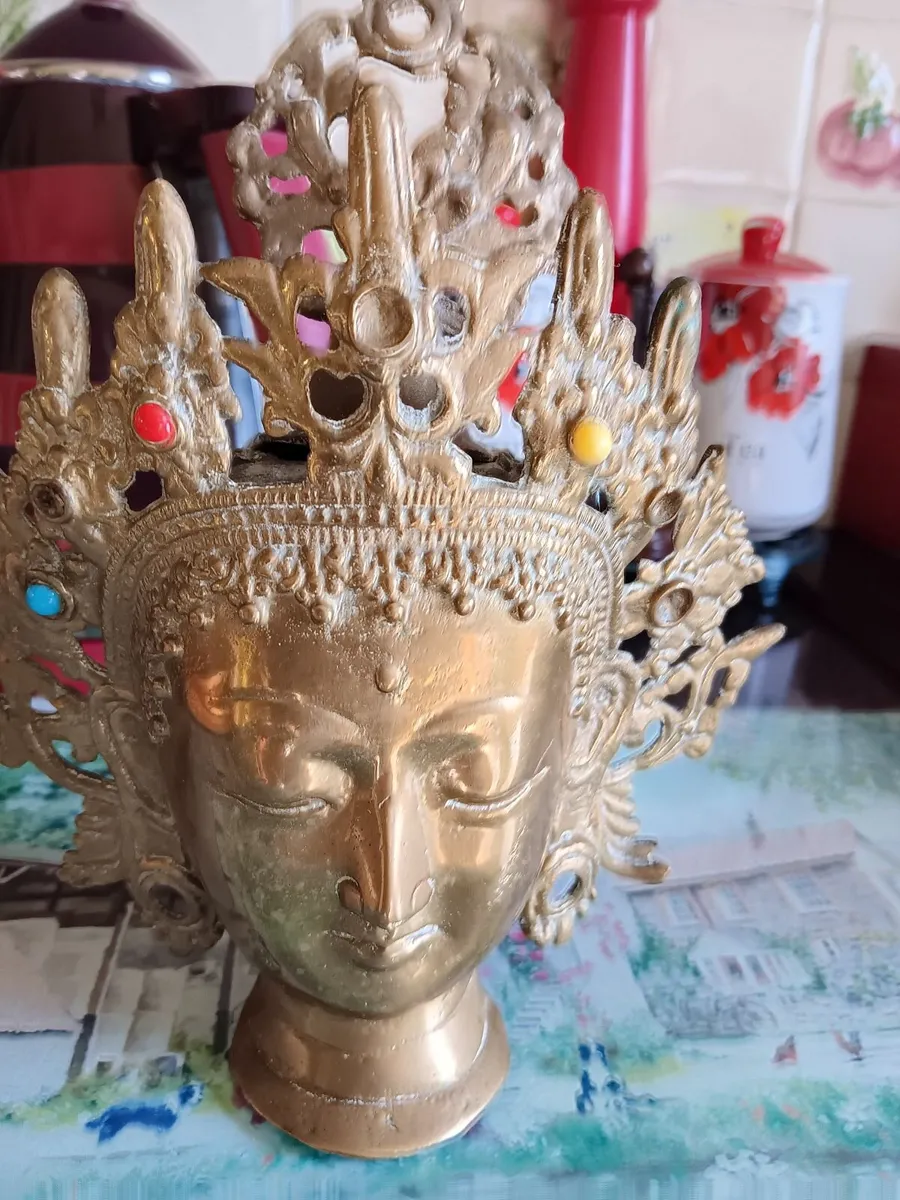 Vintage brass buddha head - Image 4