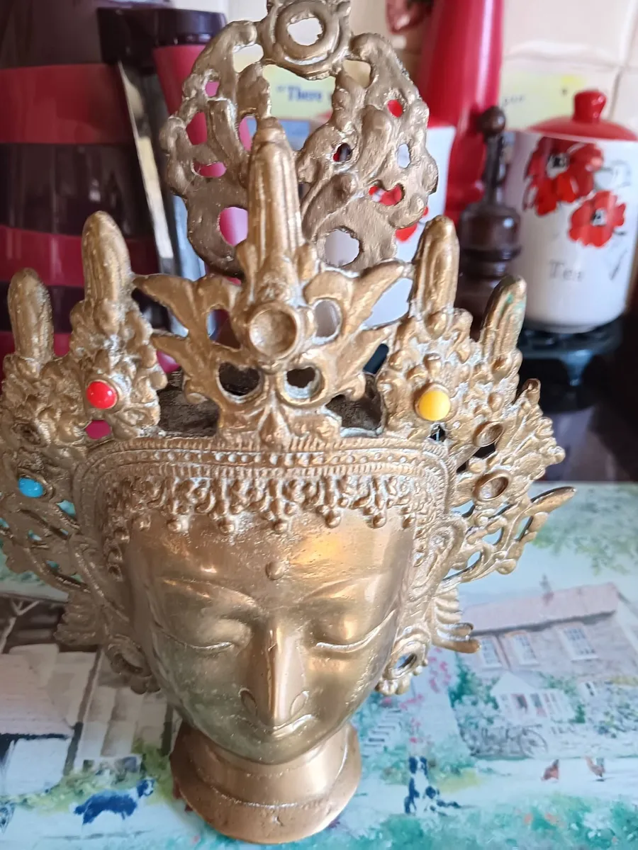 Vintage brass buddha head - Image 3