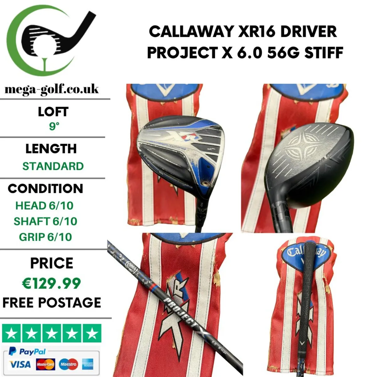 Callaway XR16 Driver / 9° /Project X 6.0 56g Stiff - Image 1
