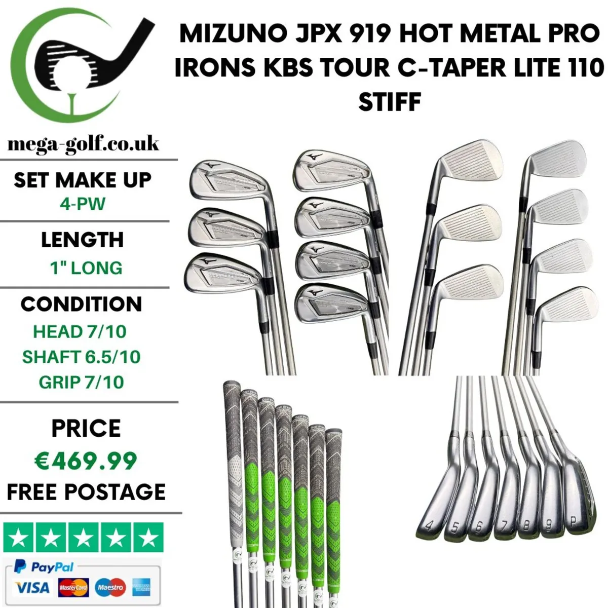 Mizuno JPX 919 Hot Metal Pro Irons / 4-Pw / Stiff - Image 1