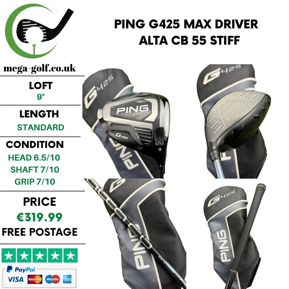 Ping G425 Max Driver / 9° / Alta CB 55 Stiff - Image 1