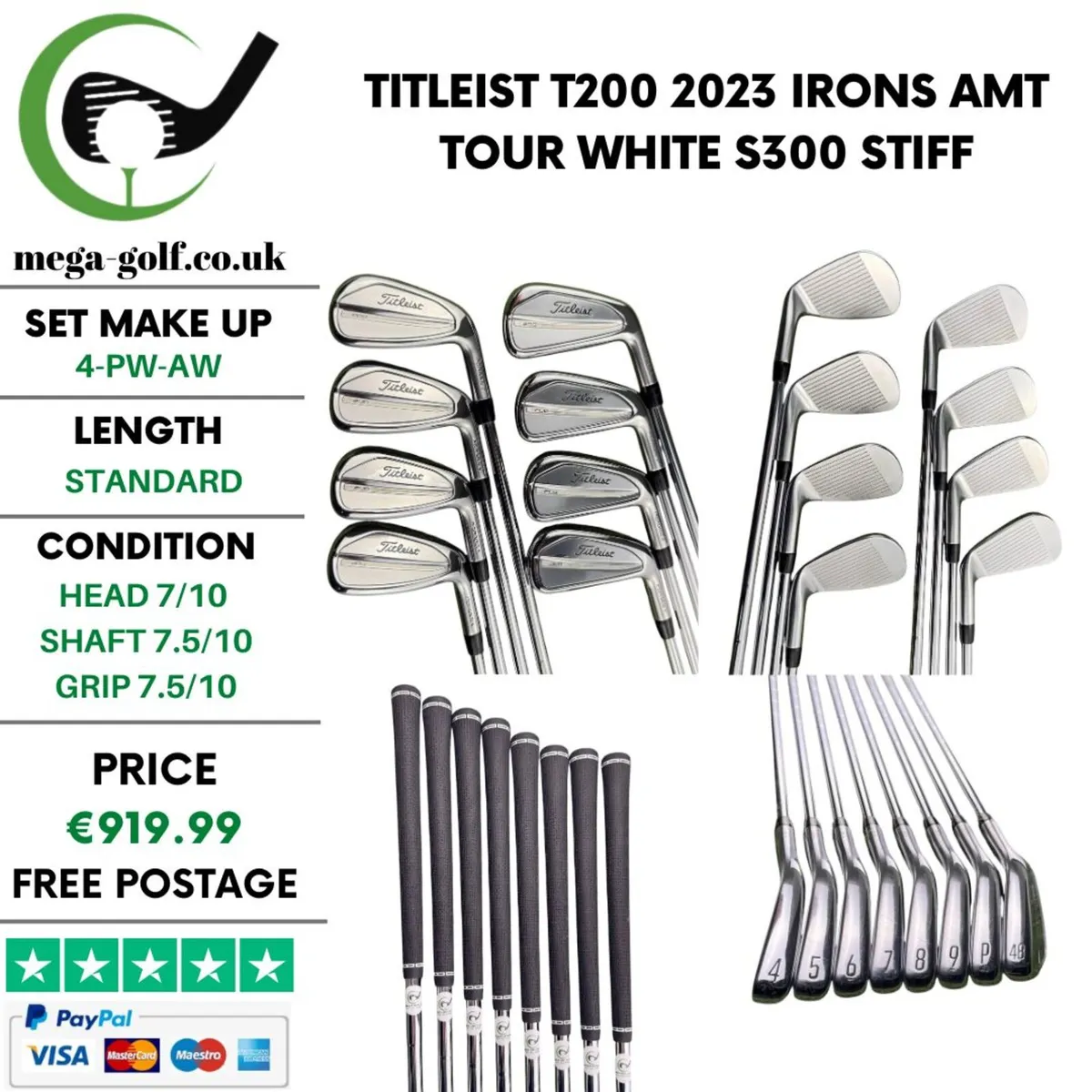 Titleist T200 2023 Irons / 4-Pw-Aw / Stiff - Image 1