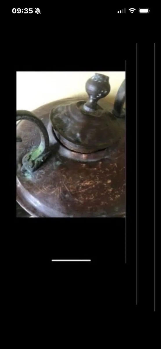 Large Antique Brass & Copper Kettle - Image 2