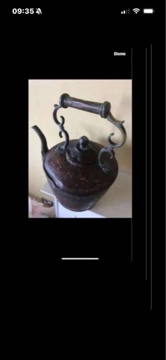 Large Antique Brass & Copper Kettle - Image 3