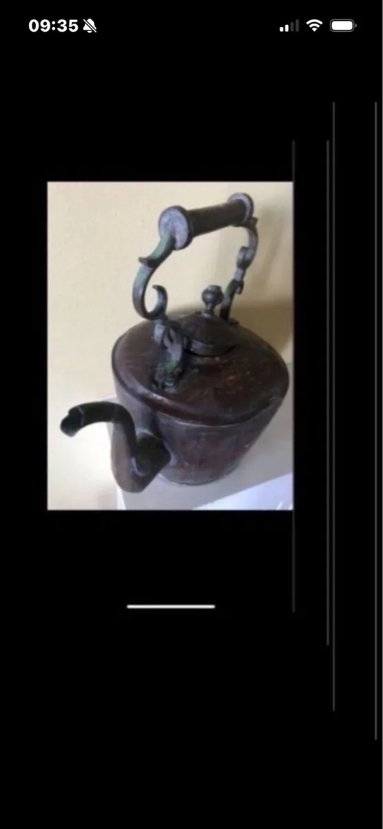 Large Antique Brass & Copper Kettle - Image 4