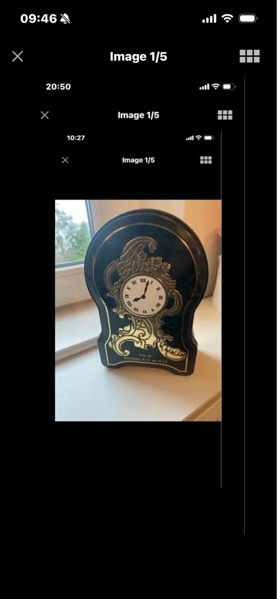 Vintage After Eight Clock Shaped Metal Box - Image 1