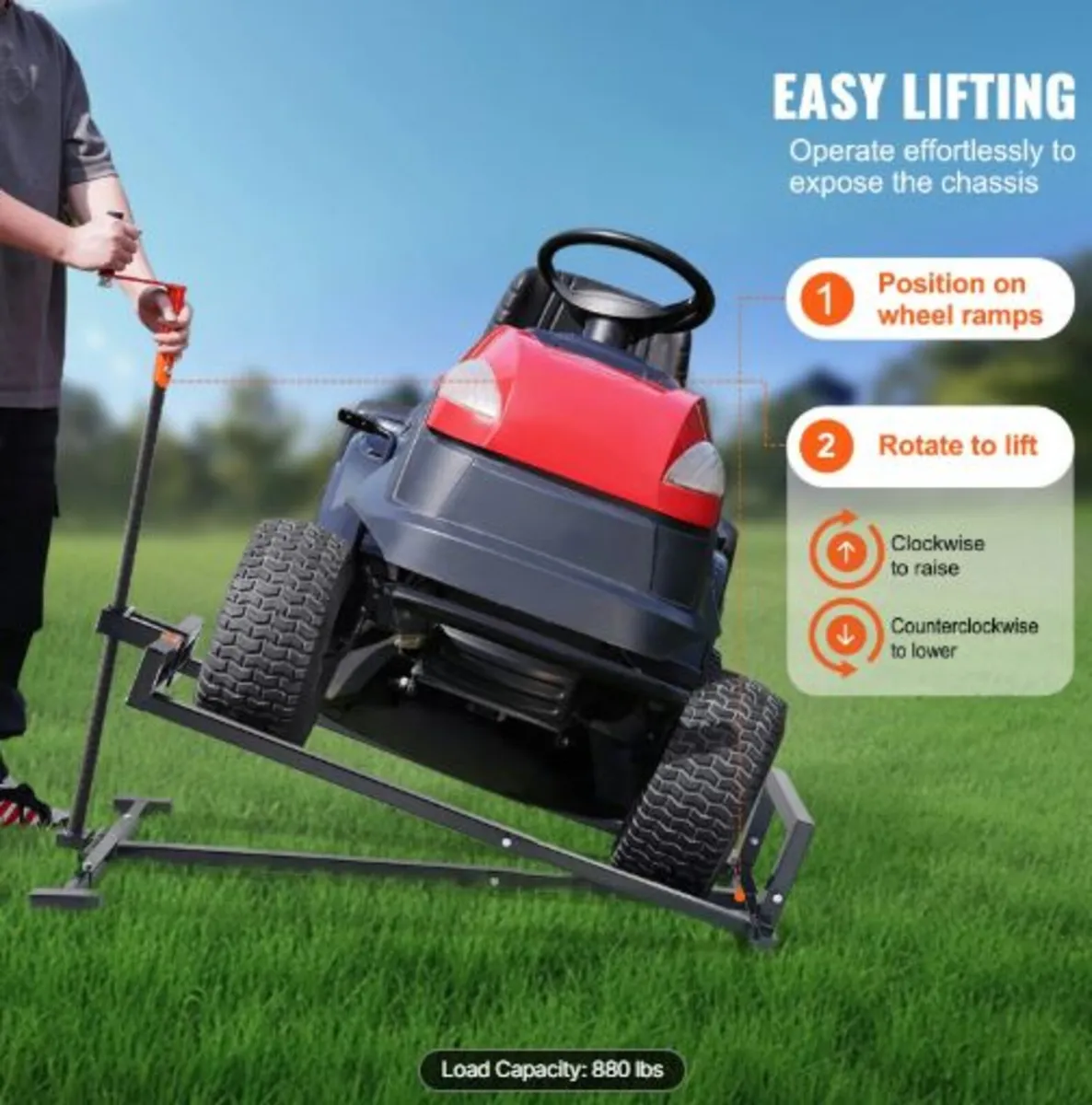 Ride on Lawn Mower Lift Jack, 880 Lbs Weight - Image 3