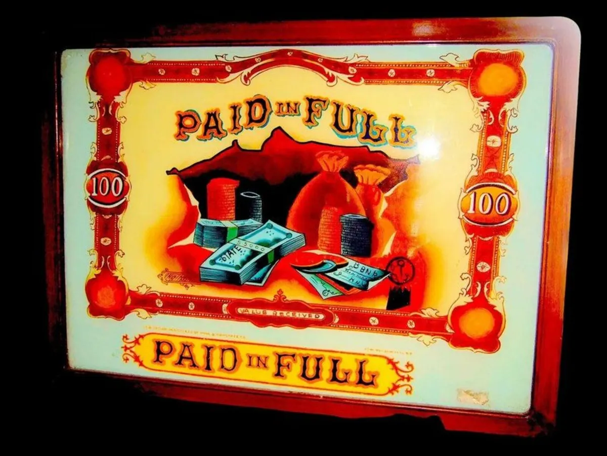 Vintage Glass "Paid In Full" Glass Painting - Image 2