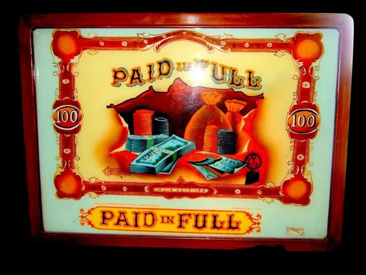 Vintage Glass "Paid In Full" Glass Painting - Image 4