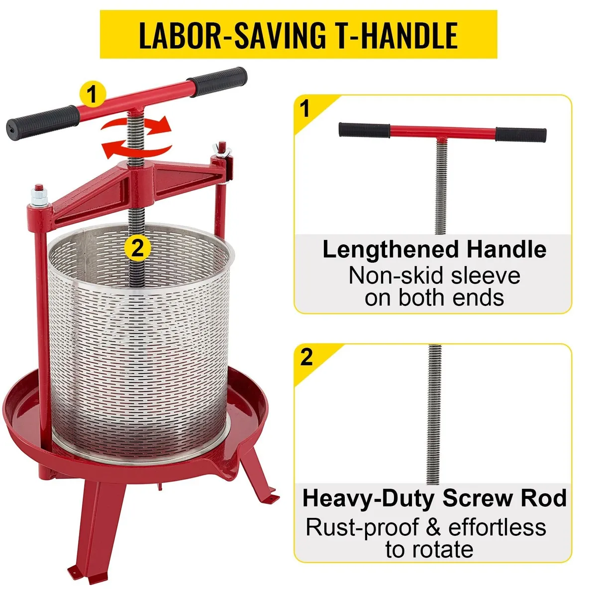 Cast Iron Grape Presser 14L Manual Fruit Wine - Image 4