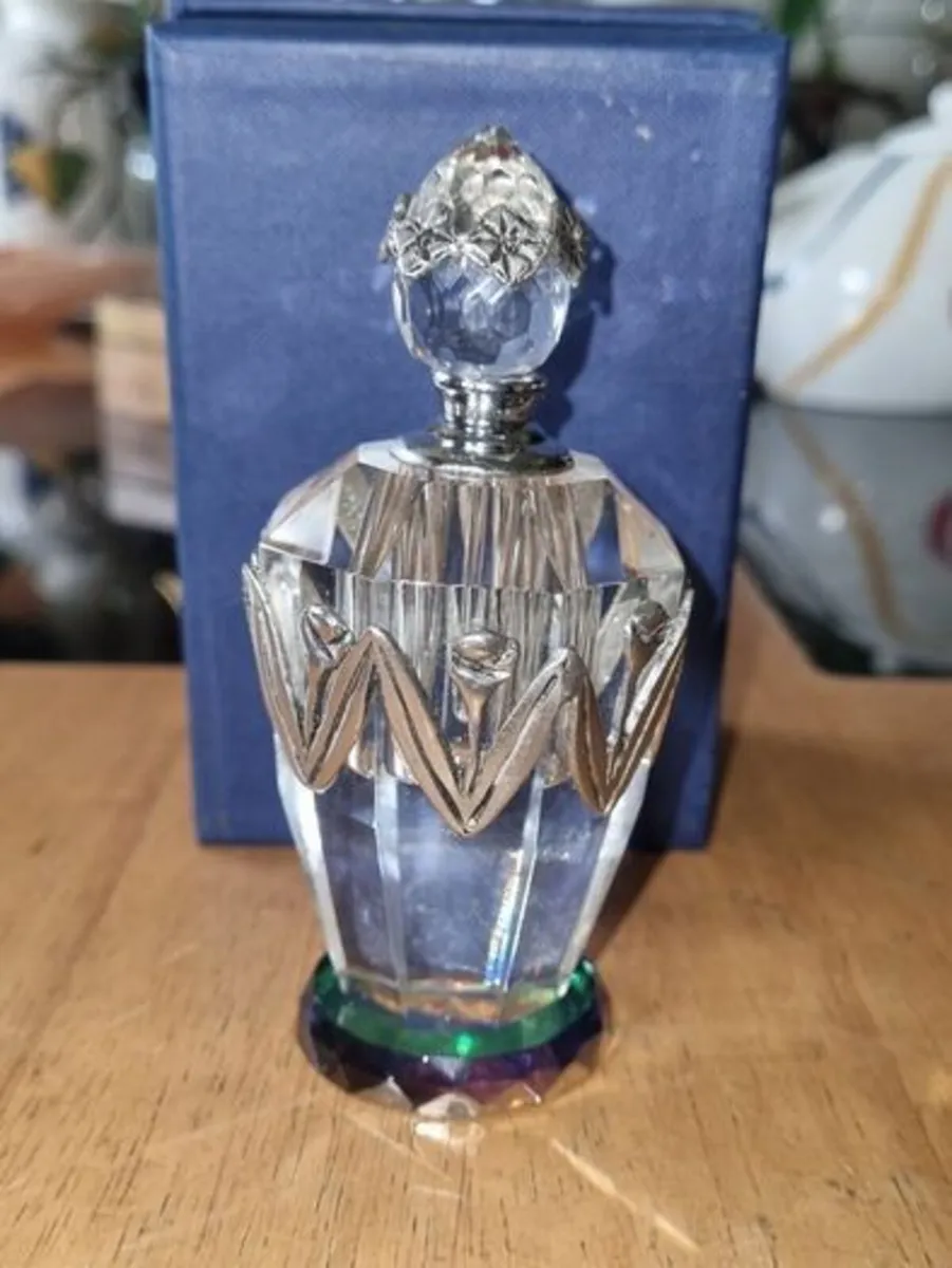 Glass Perfume Bottle With Pewter Decorations - Image 3