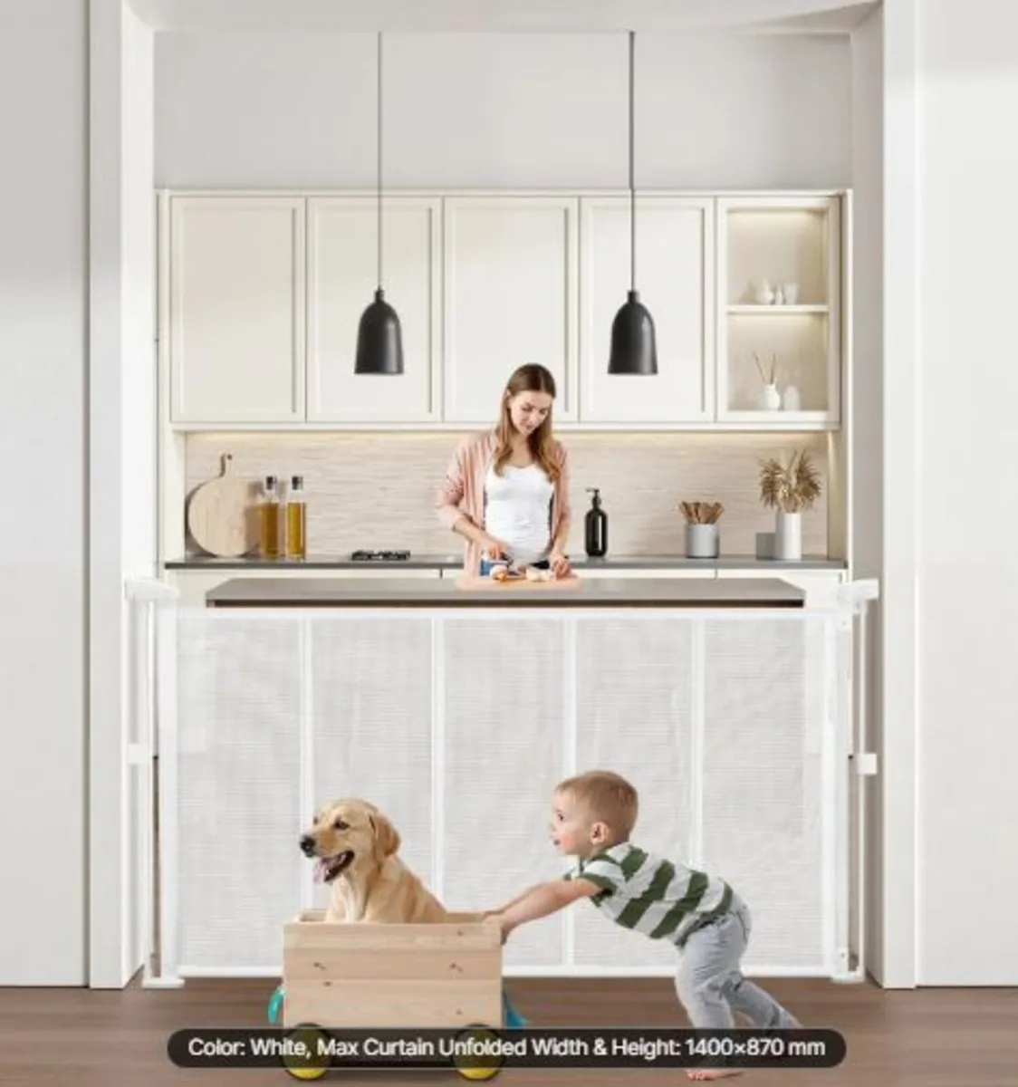 Retractable Baby Gate, 870 mm Tall, Extends up - Image 1