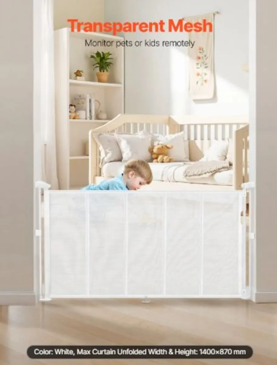 Retractable Baby Gate, 870 mm Tall, Extends up - Image 2