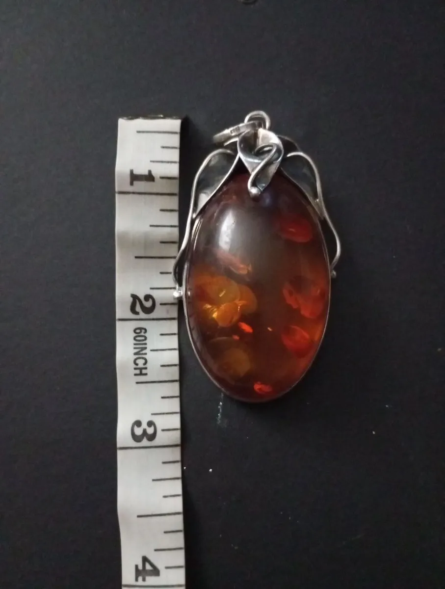 Large amber pendant sterling Silver - Image 4