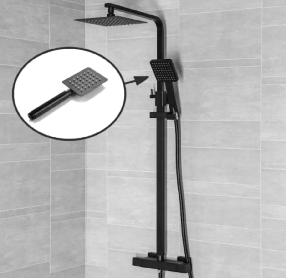 Shower Set with Thermo Valve | Exposed Square - Image 2