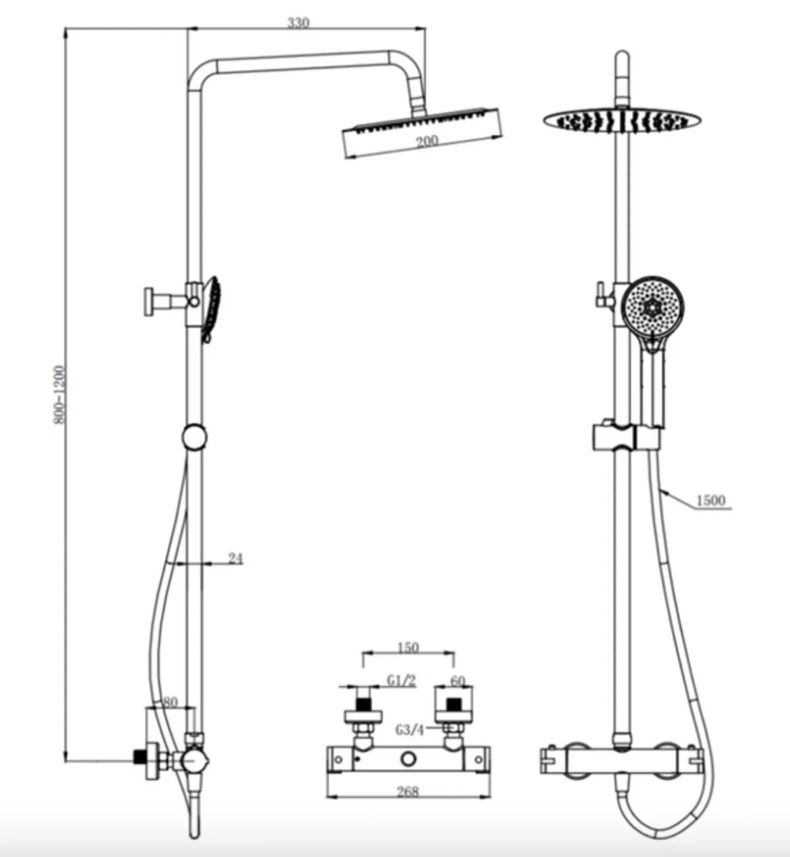 Shower Set with Thermo Valve | Premium Chrome - Image 3