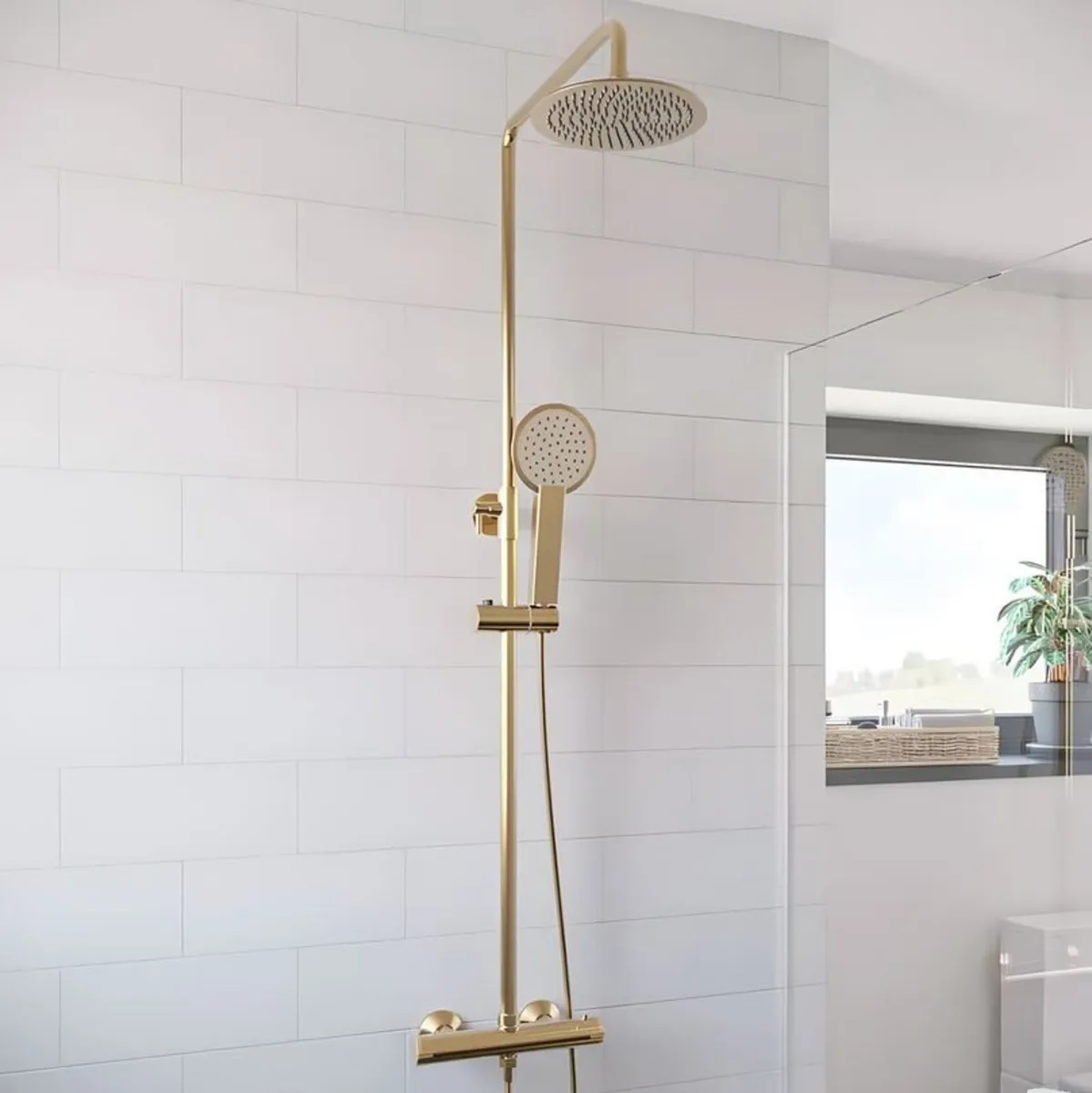 Shower Set Round with Thermo Valve | Brushed Brass - Image 2