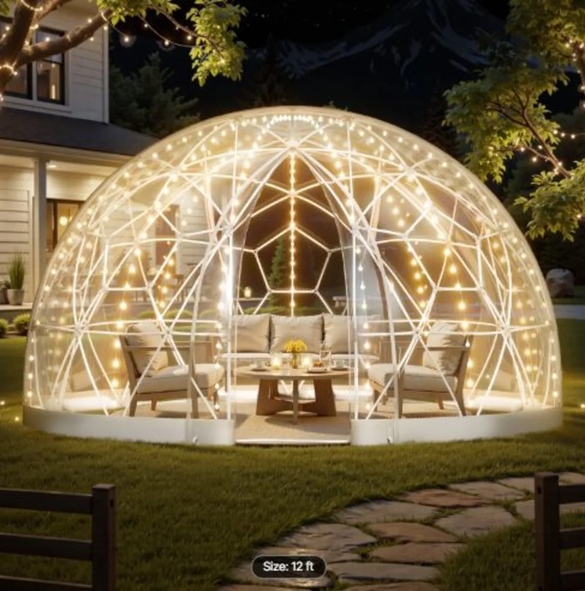 Garden Dome Igloo,3.6 x 2.2m Outdoor Clear Bubble - Image 1