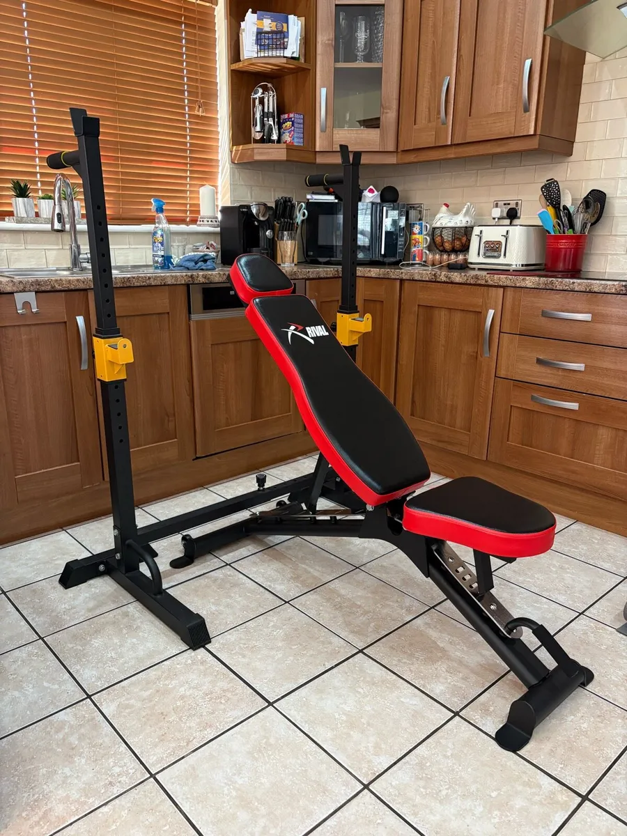 LARGE GYM SET, 100KG WEIGHT, SQUAT RACK, NEW BENCH - Image 3