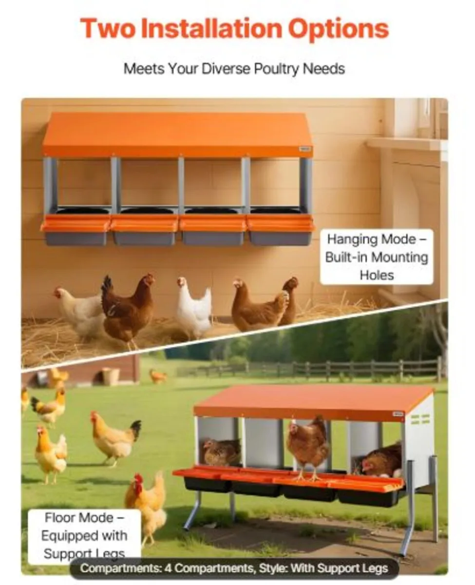 Chicken Nesting Boxes,4 Compartments, with Support - Image 2