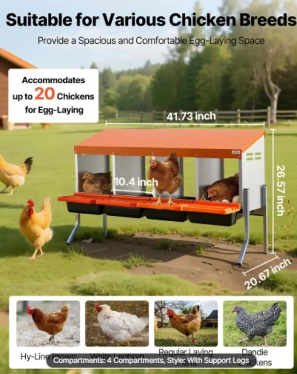 Chicken Nesting Boxes,4 Compartments, with Support - Image 3