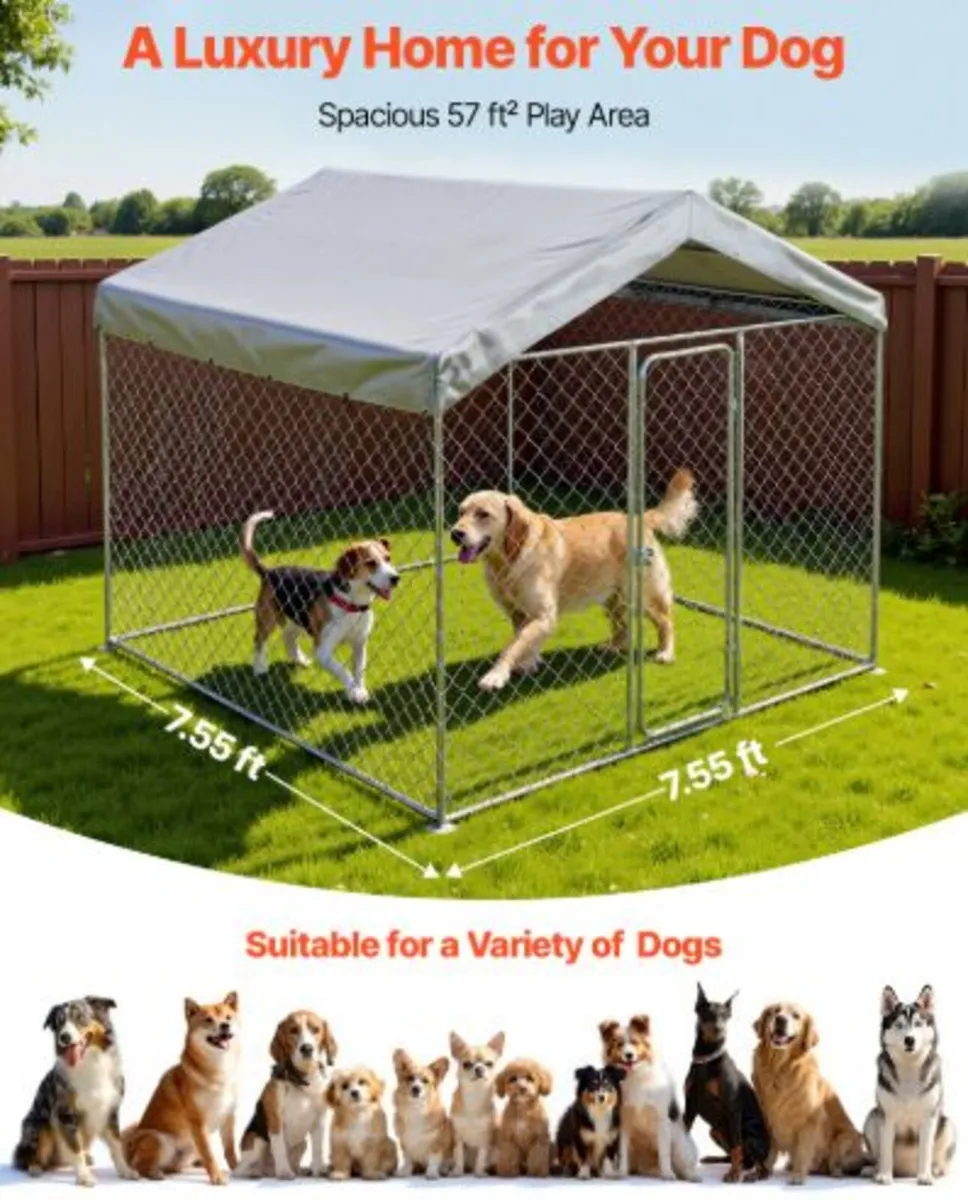 Outdoor Dog Kennel, 2.3 x 2.3 x 2.15 m Large Dog - Image 3