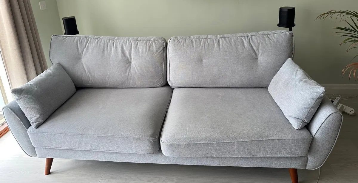 3-Seater Sofa – Natural Cream Fabric - Image 1