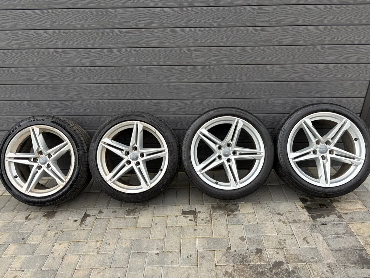 18” GENUINE AUDI A4 S-LINE ALLOY WHEELS & TYRES - Image 2