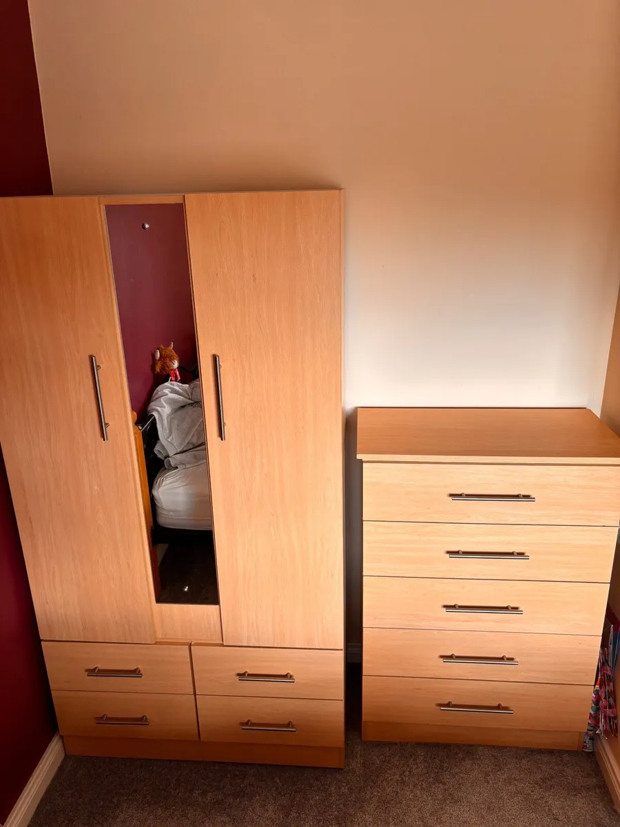 Wardrobe, chest of drawers and bed side locker - Image 1