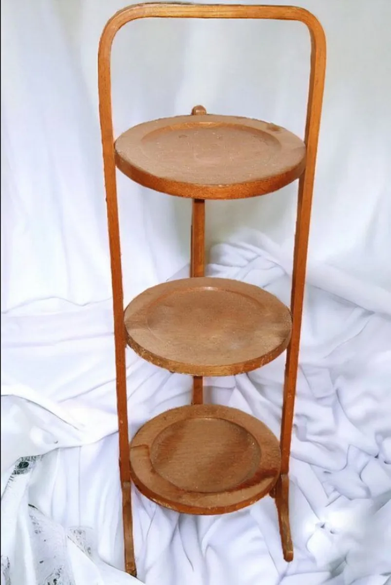 Vintage Wooden Folding Cake Stand-Victorian - Image 1