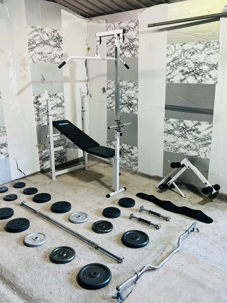 WEIGHT BENCH with lat pull down attachment weights - Image 2