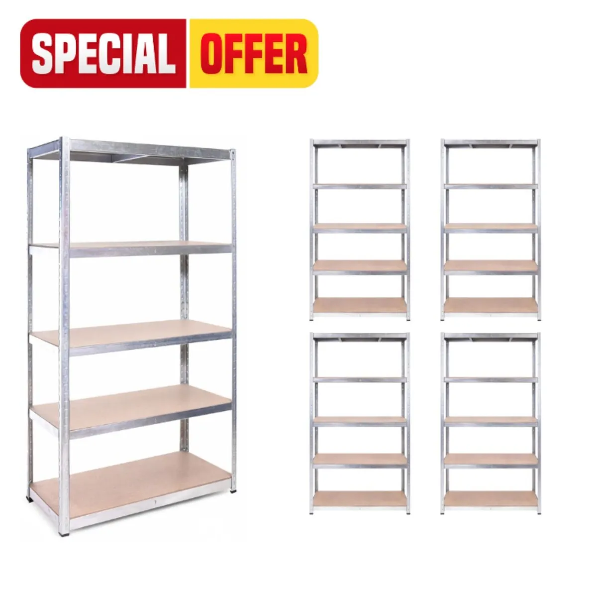 Special on 5x bays of flatpack shelving - Image 1