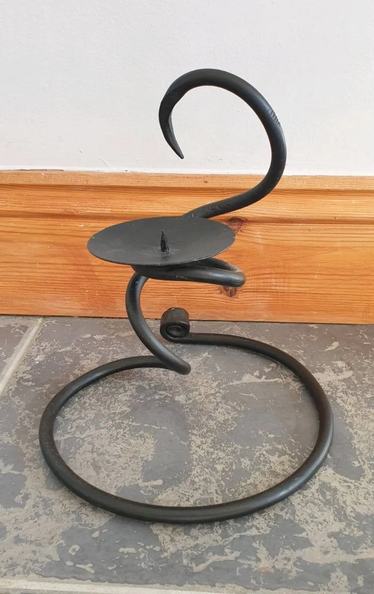 Wrought Iron Candle Holder - Matt Black - Image 2