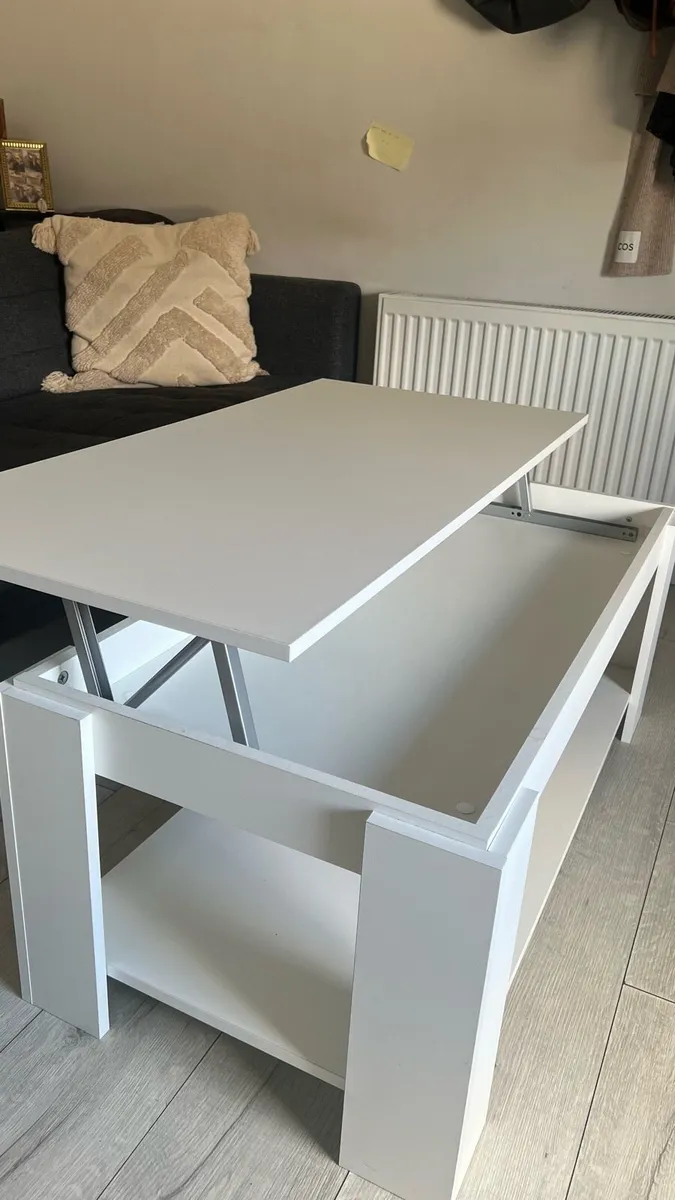 White Lift-Up Coffee Table with Storage - Image 2