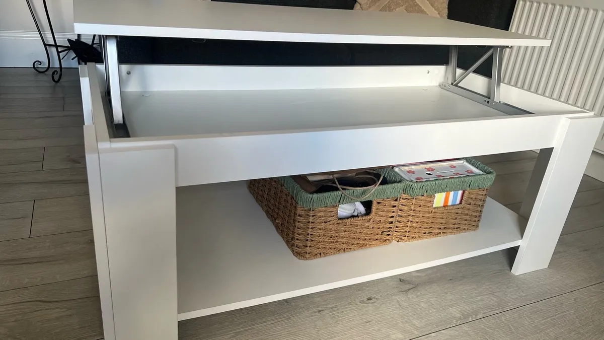 White Lift-Up Coffee Table with Storage - Image 3