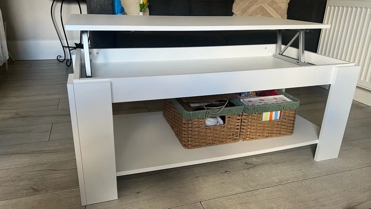 White Lift-Up Coffee Table with Storage - Image 4