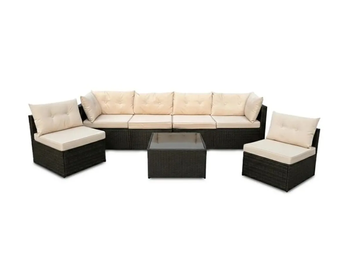 MIAMI Luxury Rattan Garden Corner Sofa Set with Table Outdoor Patio Furniture - Image 3