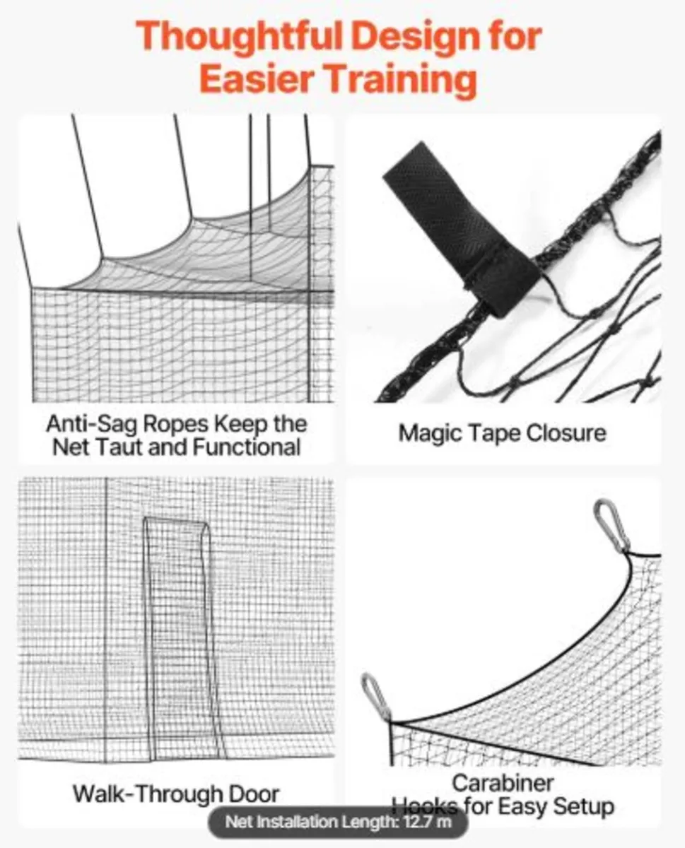 Baseball Batting Cage,12700x3900x3080mm Freestand - Image 4