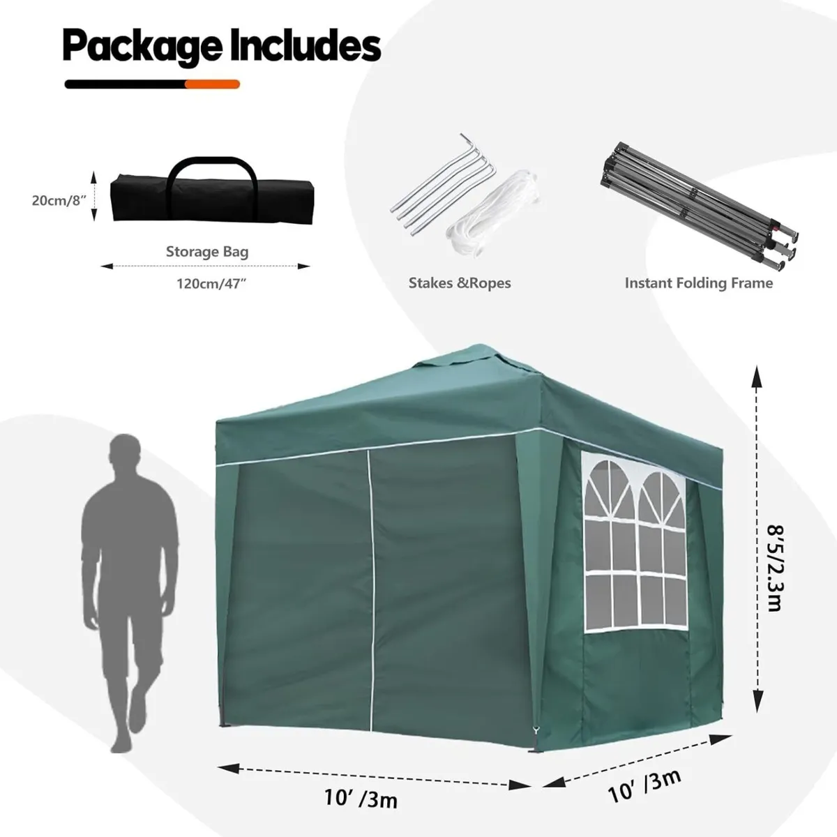 3x3m Waterproof Pop Up Gazebo Outdoor Canopy - Image 3